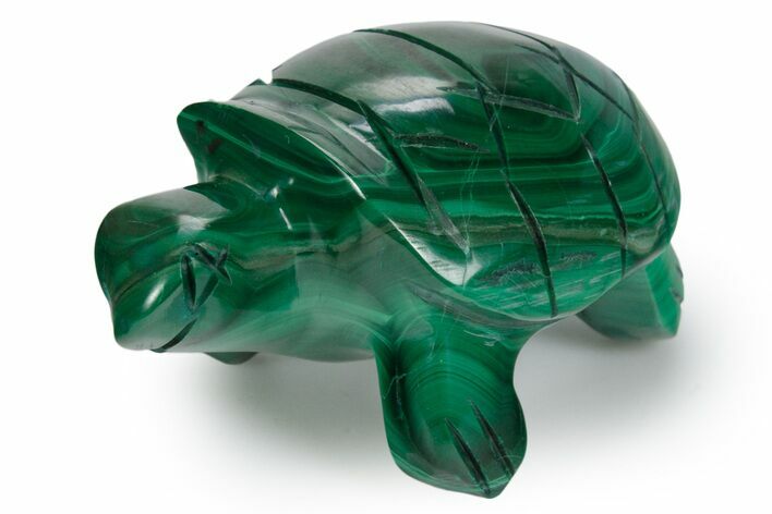 Flowery Malachite Turtle Carving - DR Congo #349321